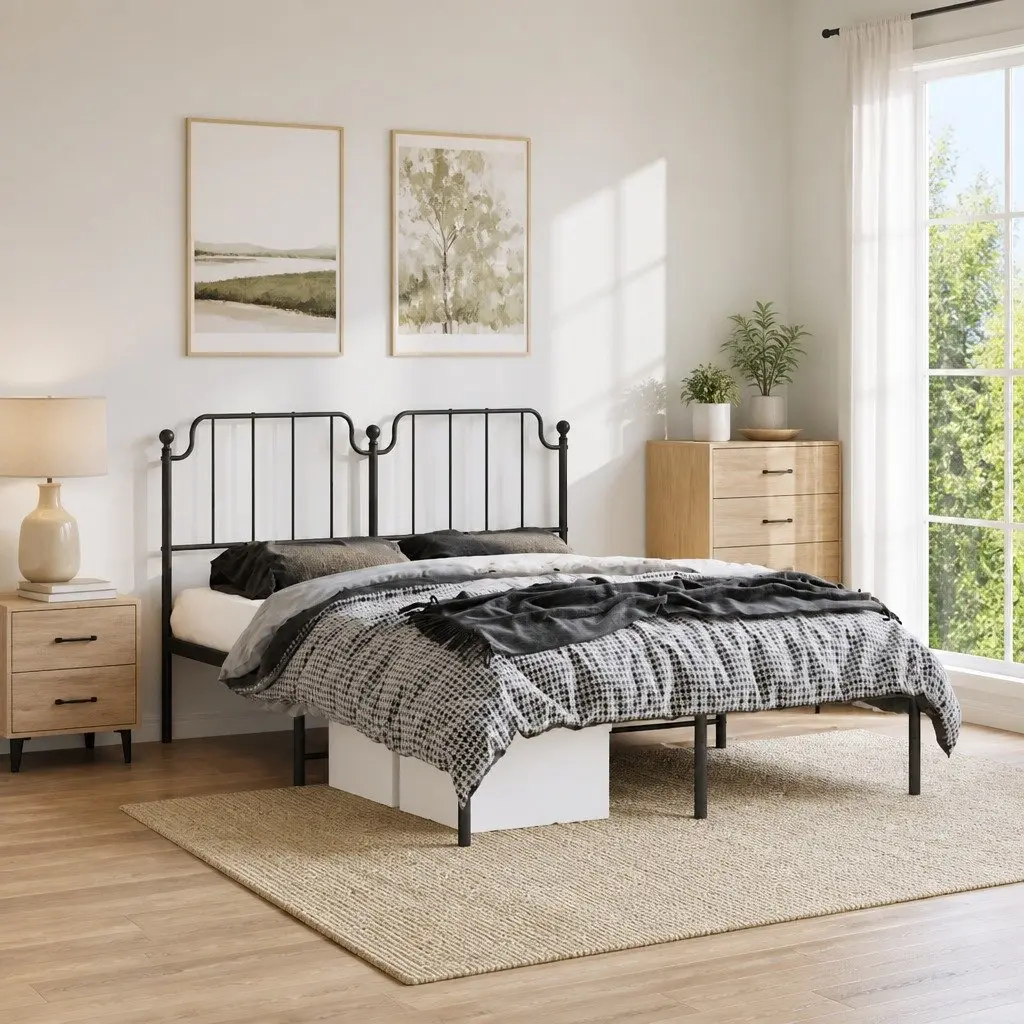 Metal Bed Frame Steel 150x200 cm Black
