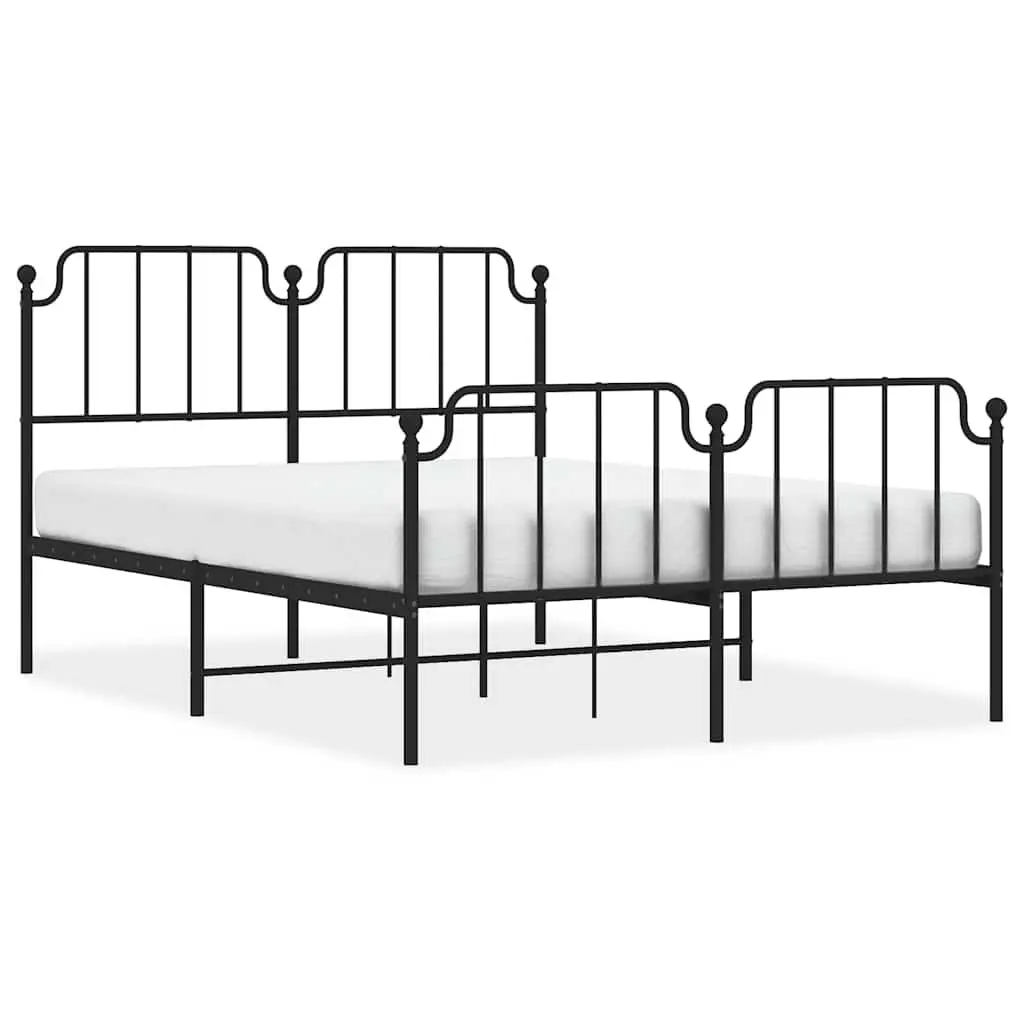 Black Metal Bed Frame with Footboard & Headboard