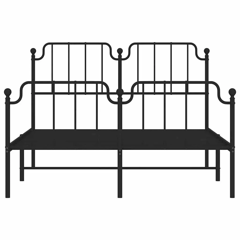 Black Metal Bed Frame with Footboard & Headboard