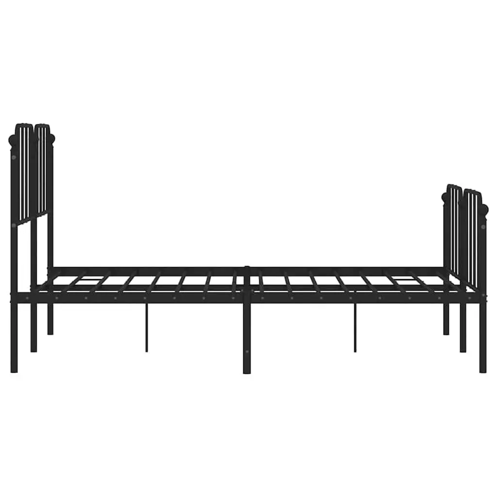 Black Metal Bed Frame with Footboard & Headboard