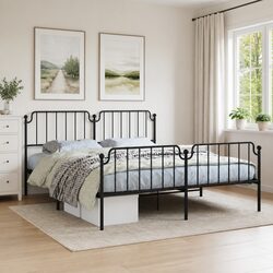 King Size Metal Bed Frame with Footboard and Headboard