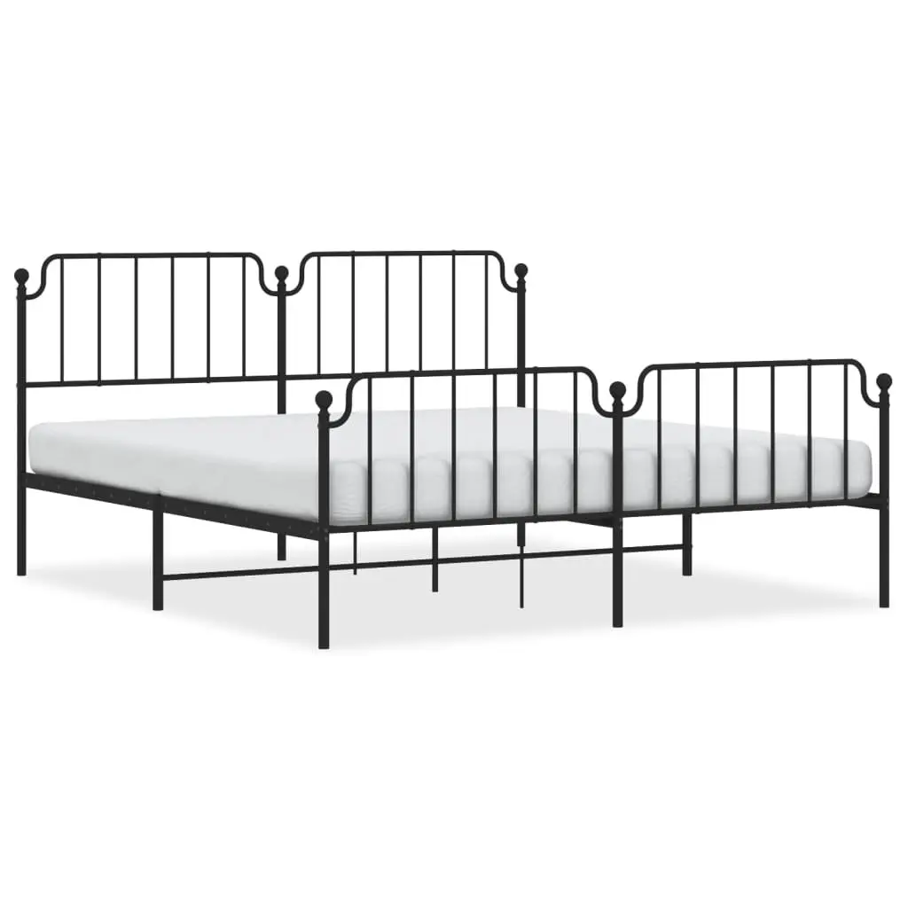 Metal Bed Frame Steel 183x203 cm Black