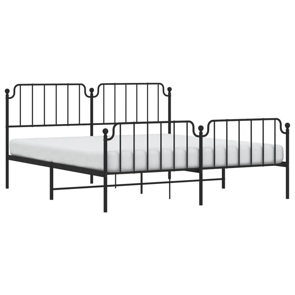 Metal Bed Frame Steel 183x203 cm Black