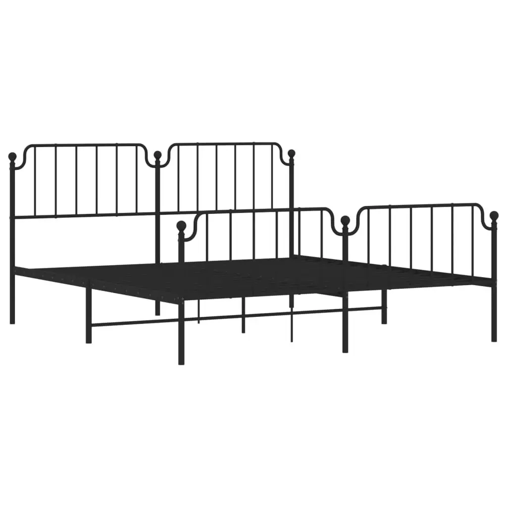 Metal Bed Frame Steel 183x203 cm Black