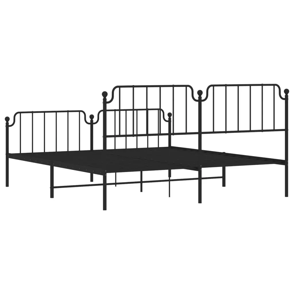 Metal Bed Frame Steel 183x203 cm Black