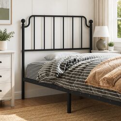 Durable Black Metal Headboard 90 cm for Bed Frame