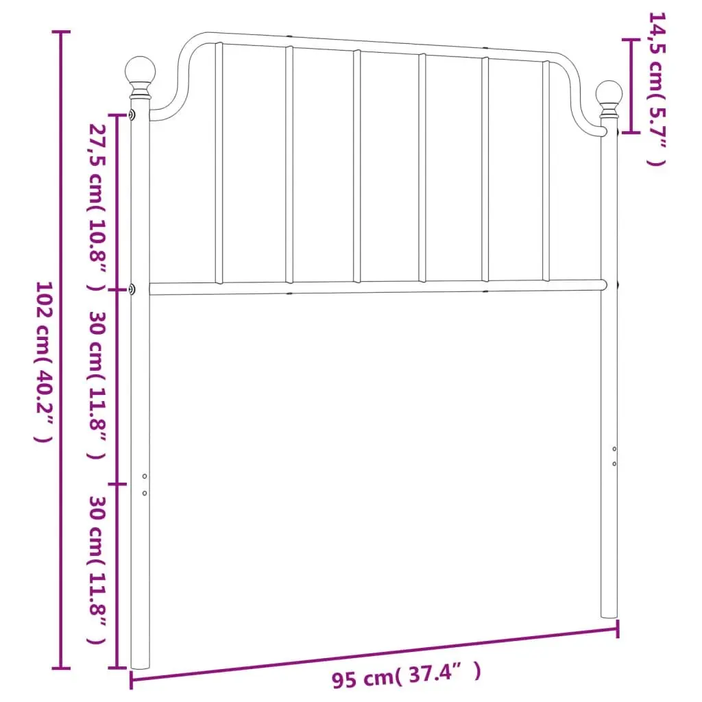 Black Metal Headboard 90 cm for Bed Frame