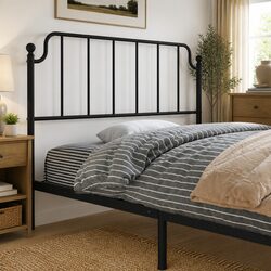 Sturdy Black Metal Headboard for 107cm Bed Frame