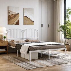 Sturdy Metal Bed Frame with Headboard 150x200 cm