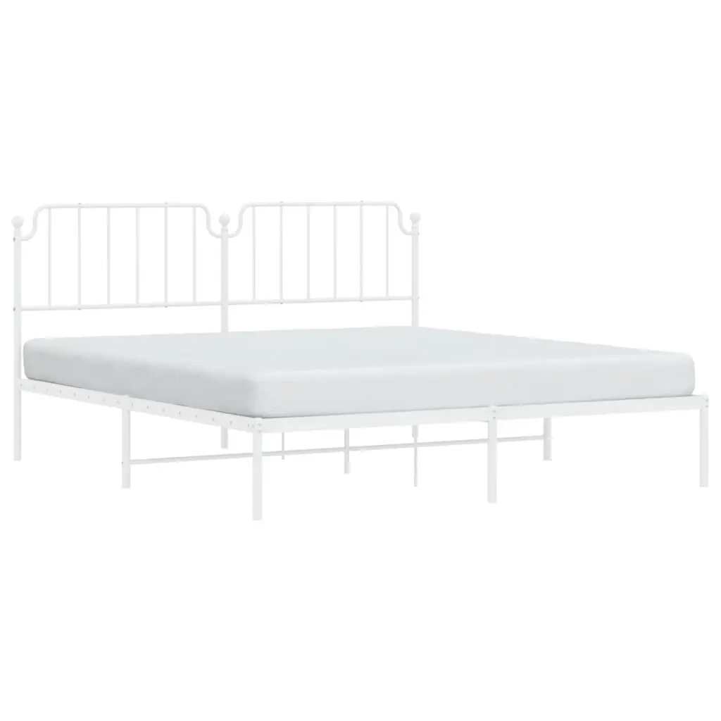 Metal Bed Frame Powder-coated Steel King 183x203 cm White