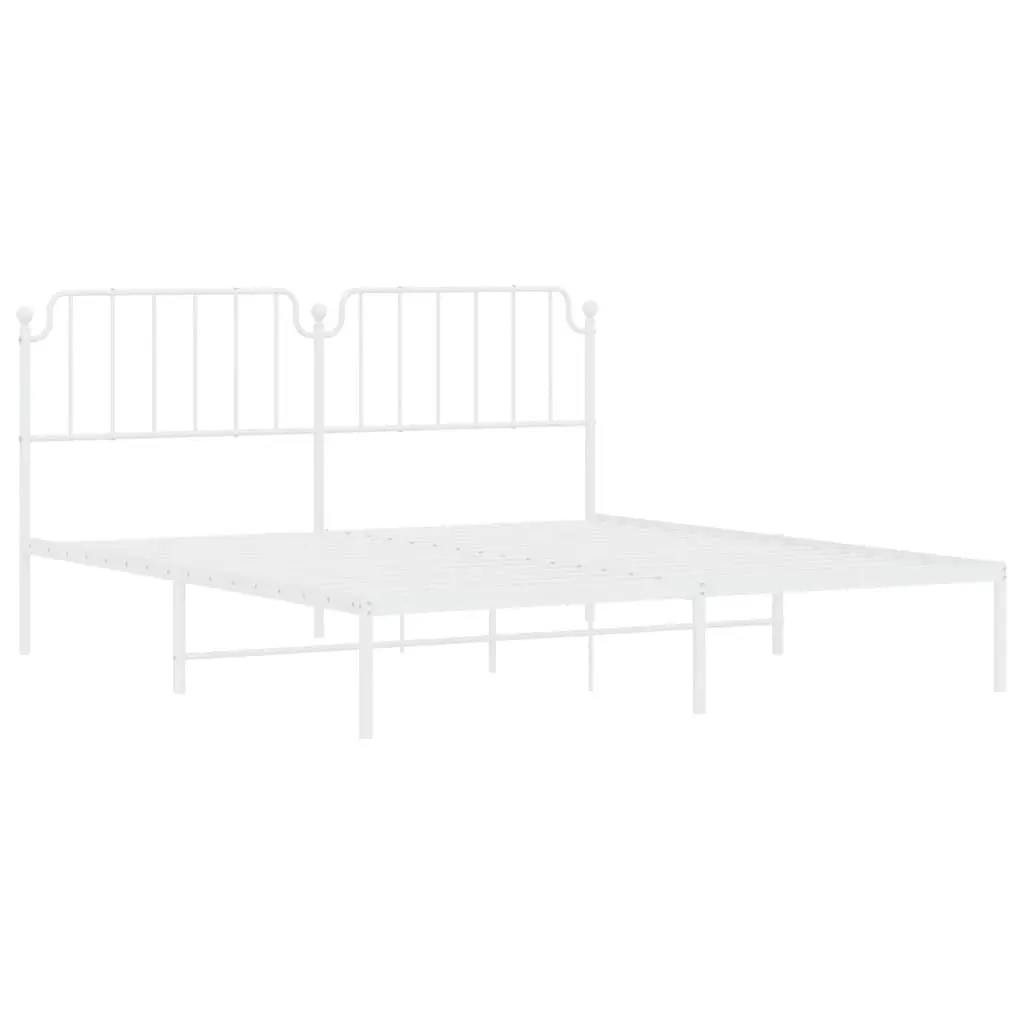 Metal Bed Frame Powder-coated Steel King 183x203 cm White
