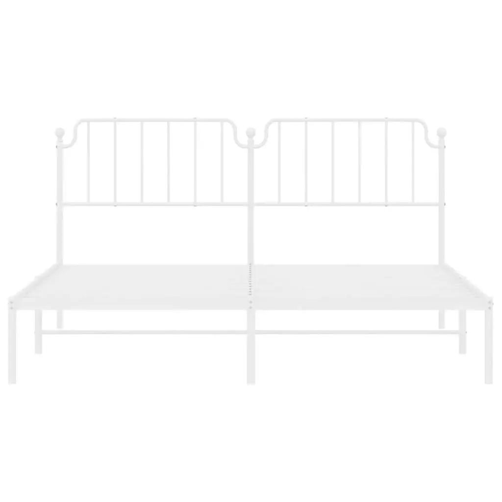 Metal Bed Frame Powder-coated Steel King 183x203 cm White