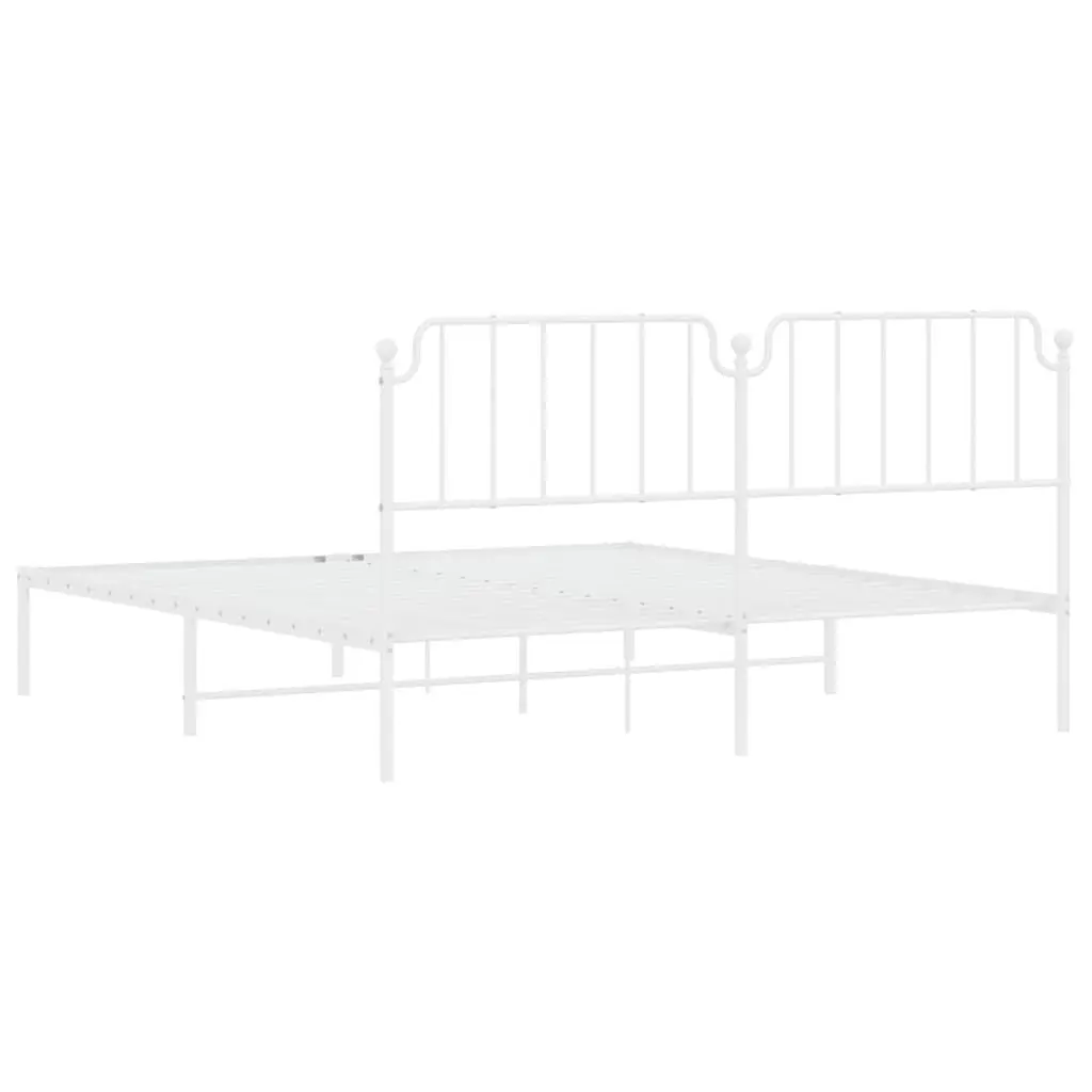 Metal Bed Frame Powder-coated Steel King 183x203 cm White