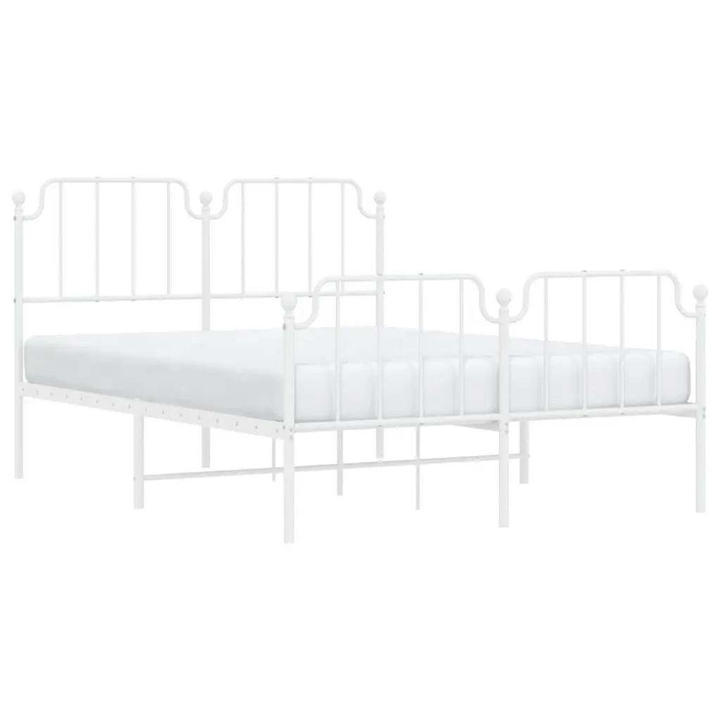 White Metal Bed Frame 150x200 cm with Headboard