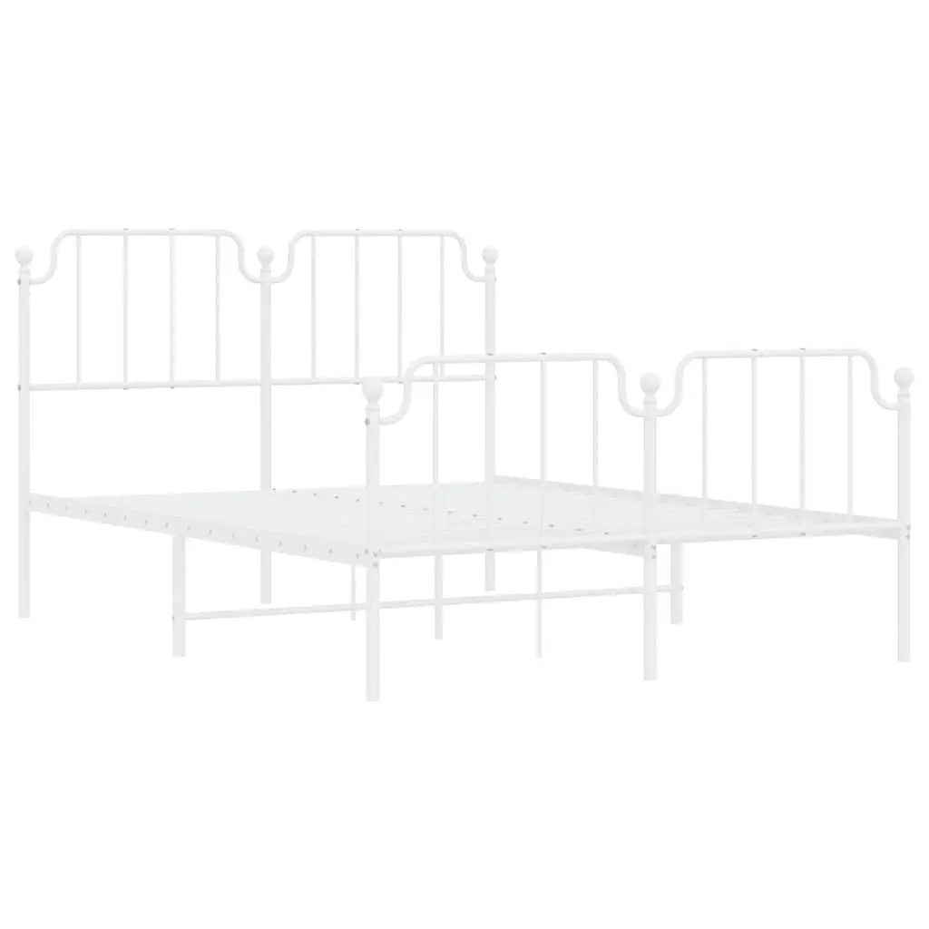 White Metal Bed Frame 150x200 cm with Headboard