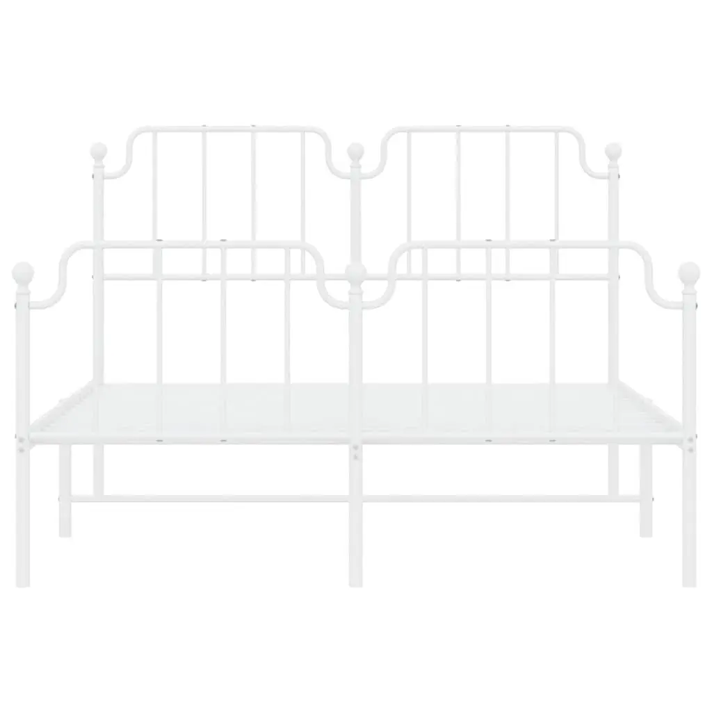 White Metal Bed Frame 150x200 cm with Headboard