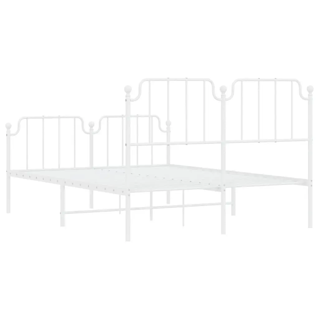 White Metal Bed Frame 150x200 cm with Headboard