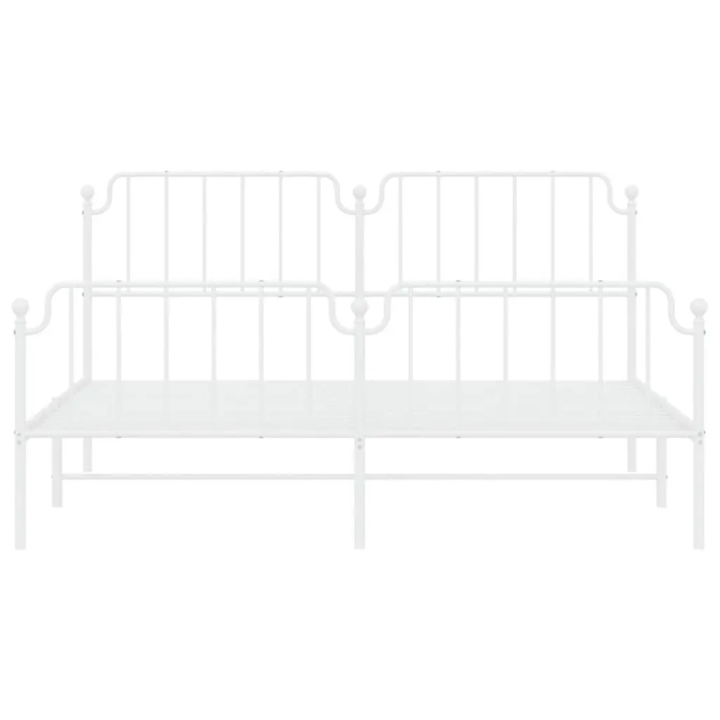 Metal Bed Frame Powder-coated Steel King Size White