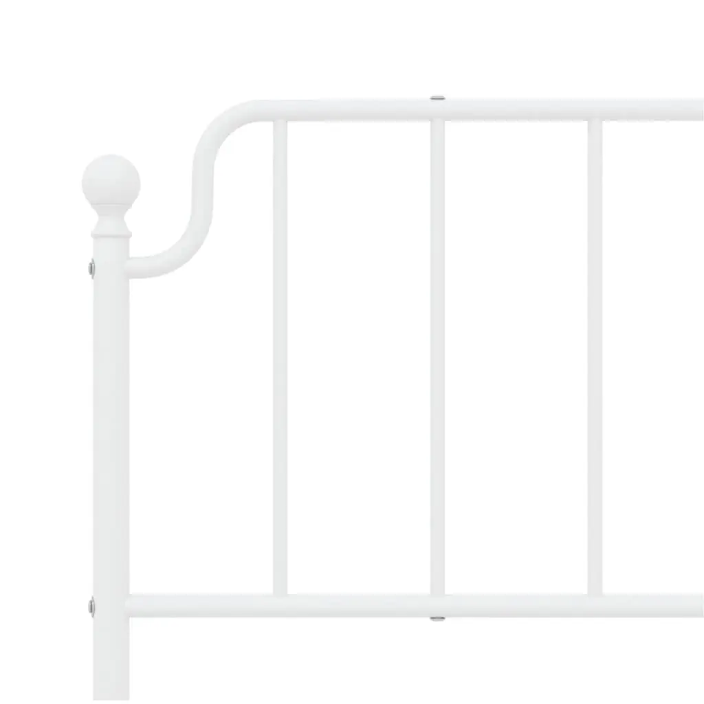 Metal Bed Frame Powder-coated Steel King Size White