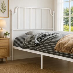 Durable White Metal Headboard 90cm for Your Bed