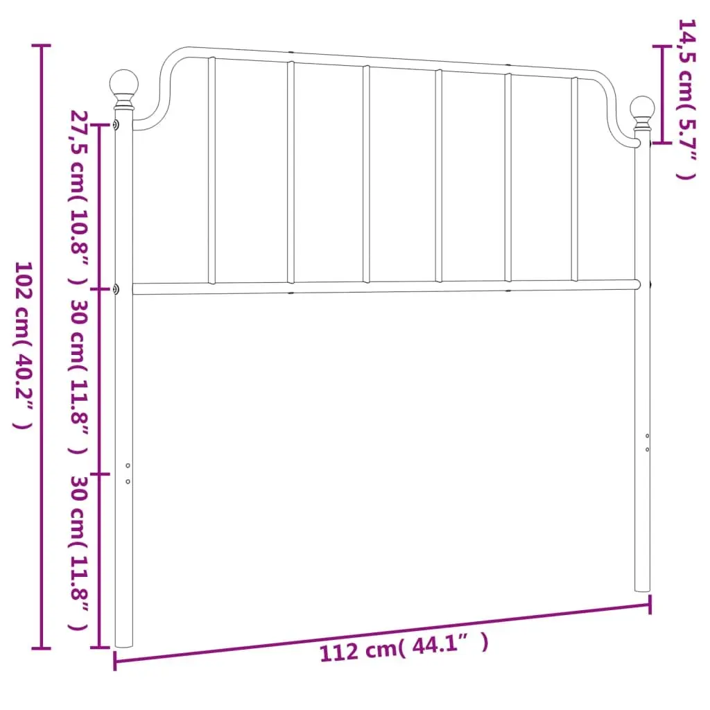 White Metal Headboard 107cm Powder Coated Steel