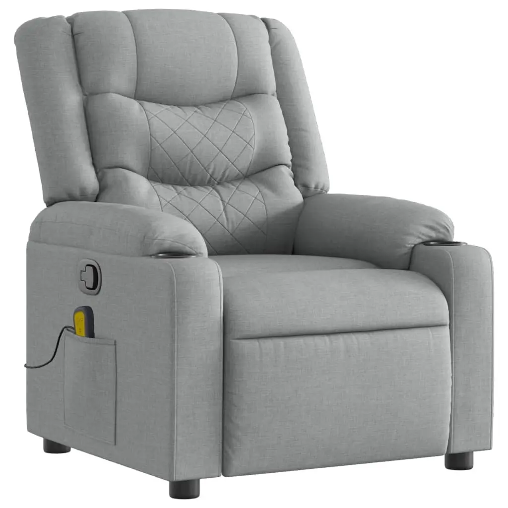 Massage Recliner Chair Fabric Light Grey Manual Reclining Vibration Footrest