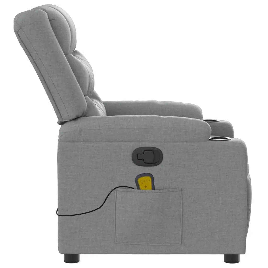 Massage Recliner Chair Fabric Light Grey Manual Reclining Vibration Footrest