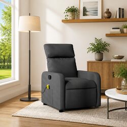 Manual Recline Dark Grey Fabric Massage Recliner Chair