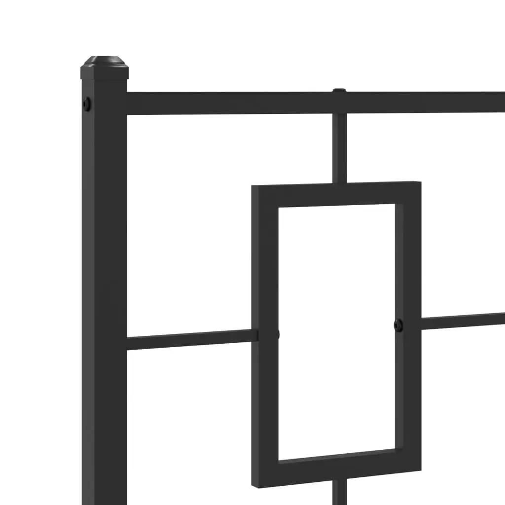 Black Steel Bed Frame 90x190 cm with Headboard