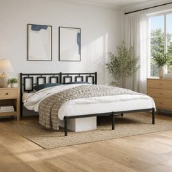 Sturdy King Size Metal Bed Frame 183x203cm with Headboard