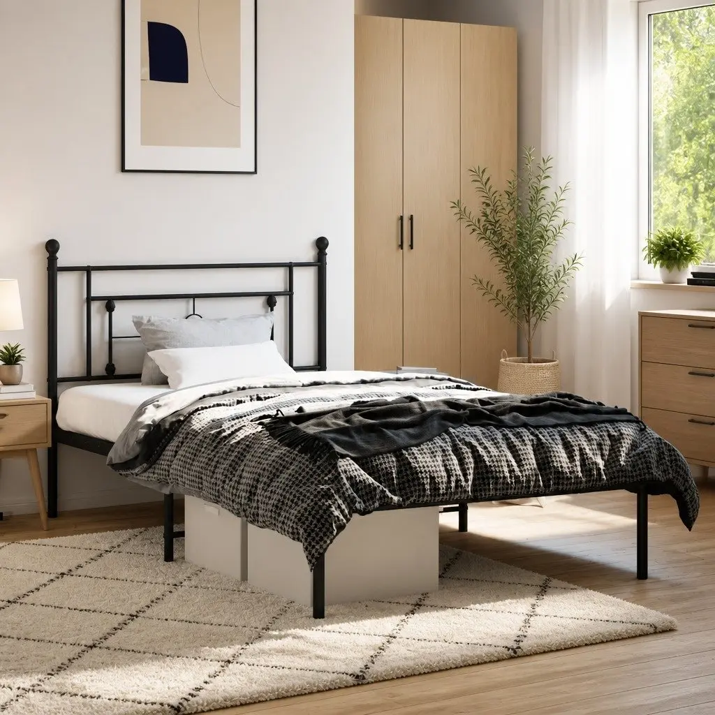 Metal Bed Frame King Single 107x203cm Black