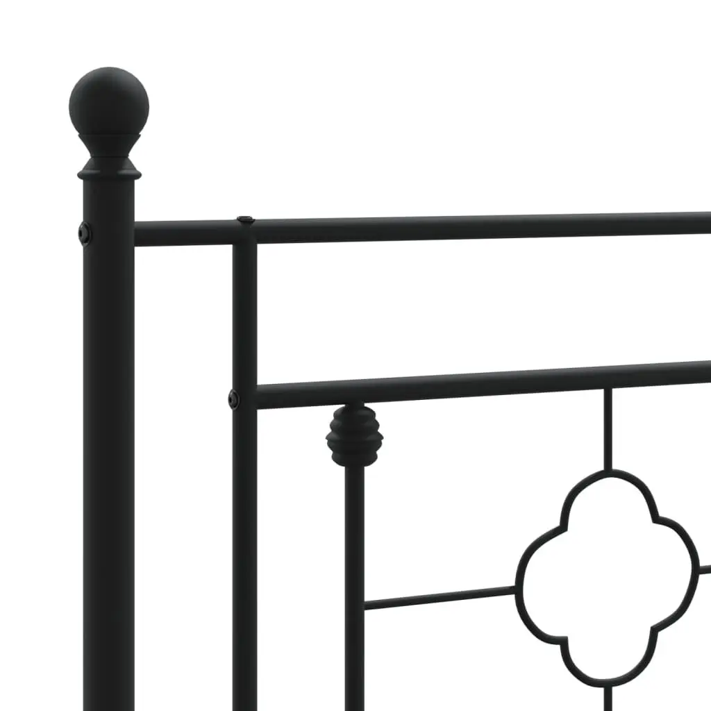 Black Steel Bed Frame 135x190cm with Headboard