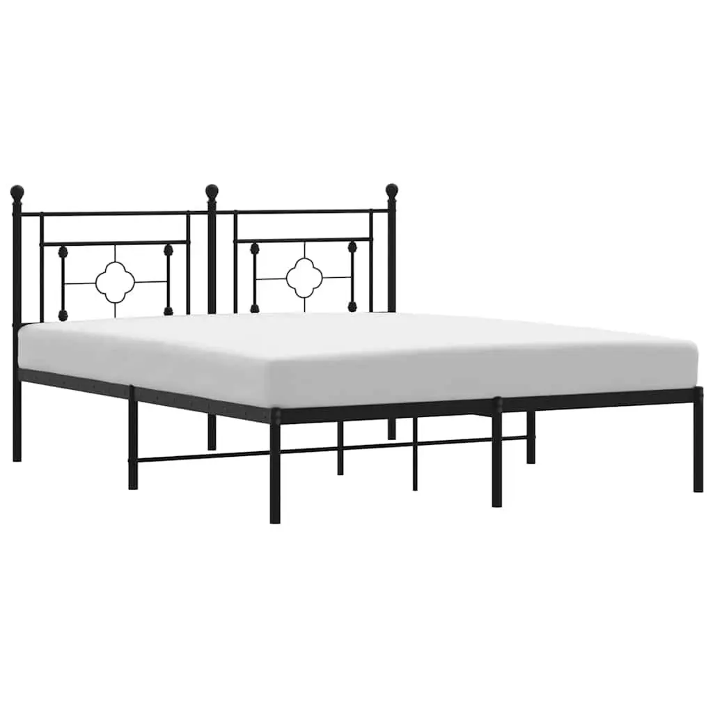 Metal Bed Frame Powder-coated Steel 150x200 cm Black