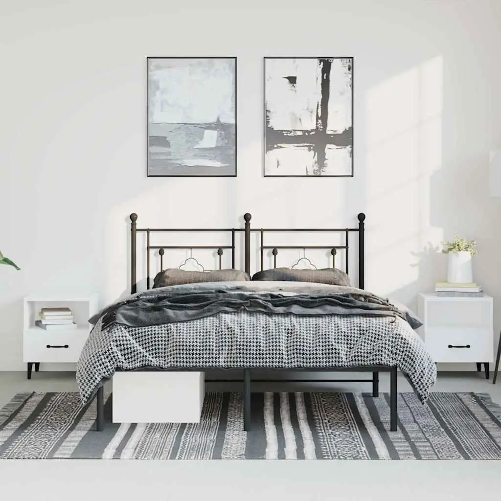 Metal Bed Frame Powder-coated Steel 150x200 cm Black