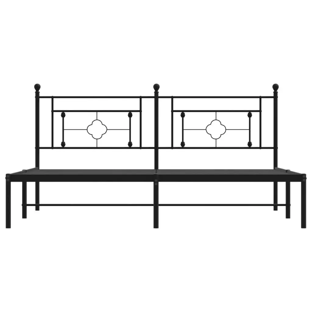 Metal Bed Frame Steel King Size 183x203 cm Black Headboard