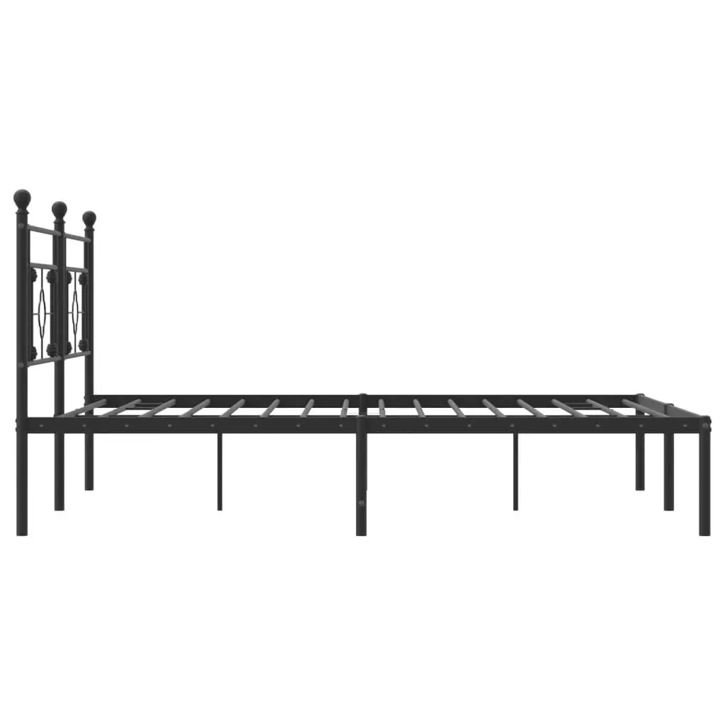Metal Bed Frame Steel King Size 183x203 cm Black Headboard