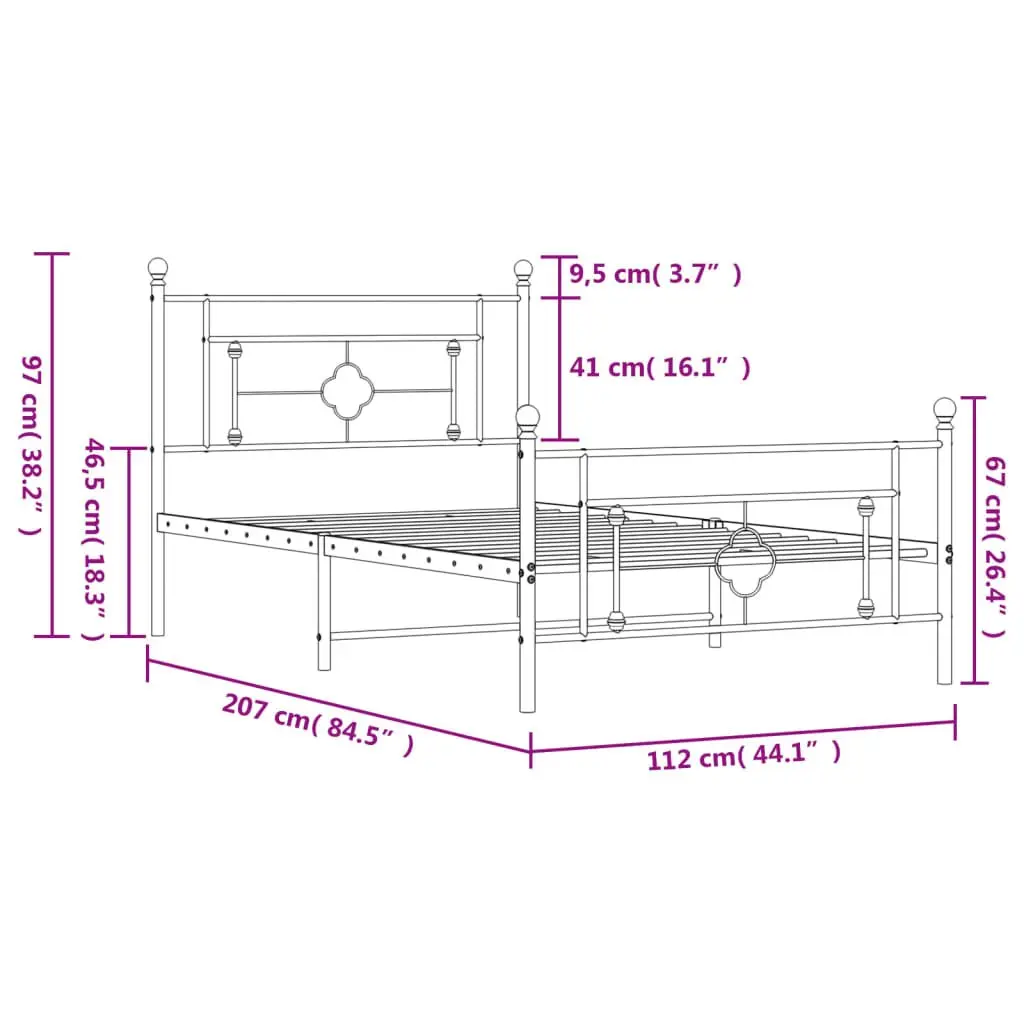 Black Metal Bed Frame King Single with Storage