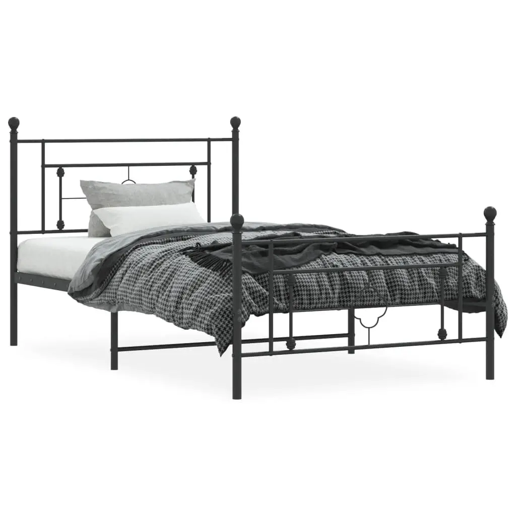 Black Metal Bed Frame King Single with Storage