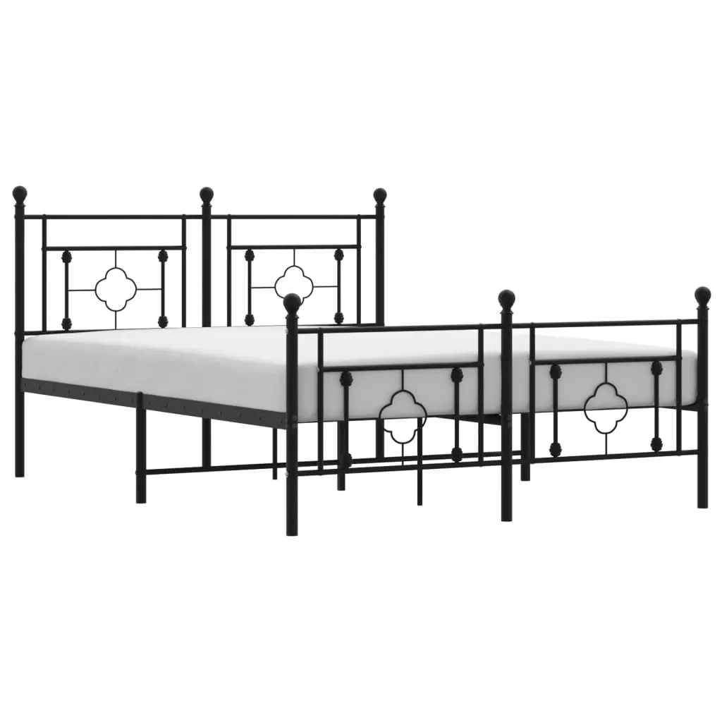Black Metal Bed Frame 135x190 cm with Storage