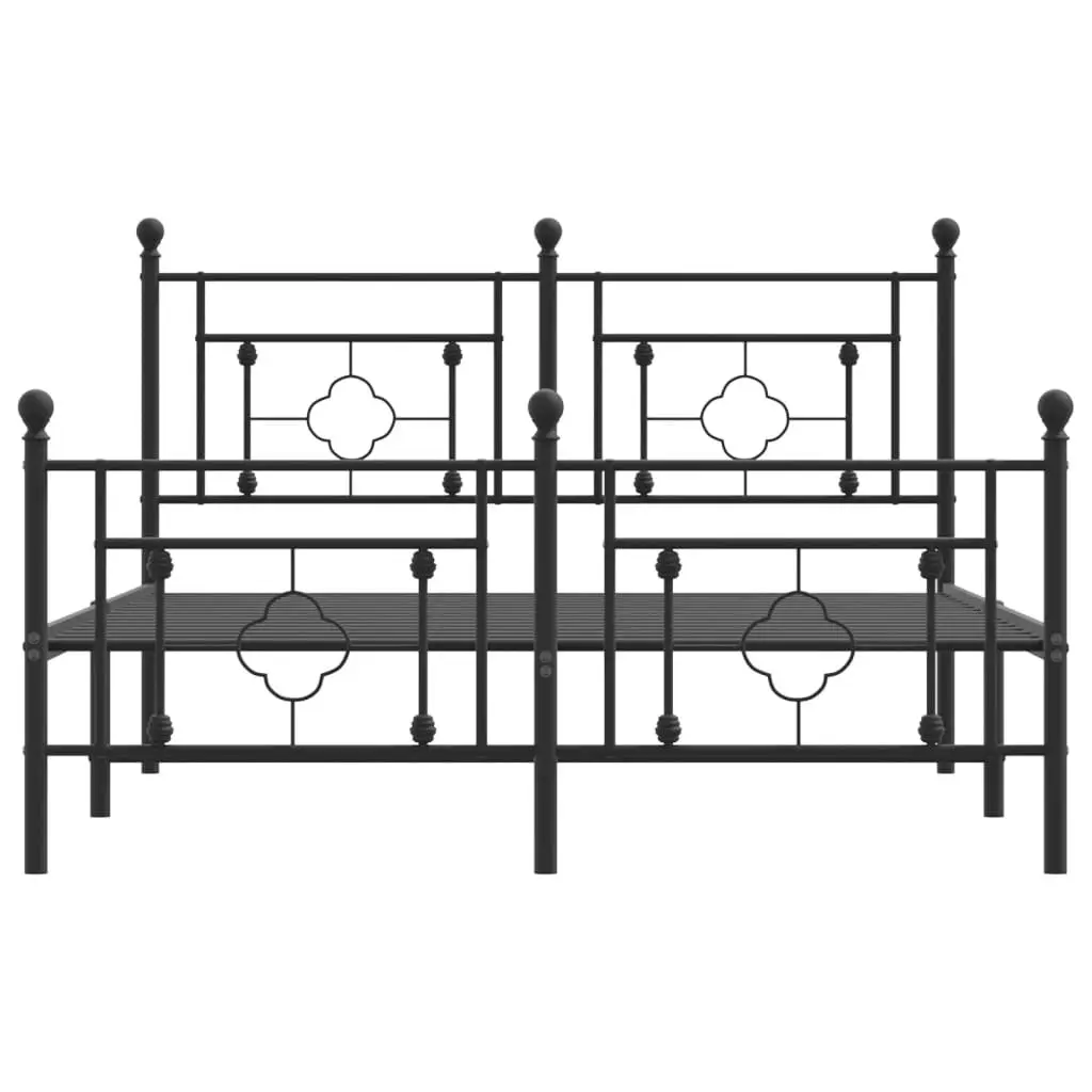 Black Metal Bed Frame 135x190 cm with Storage
