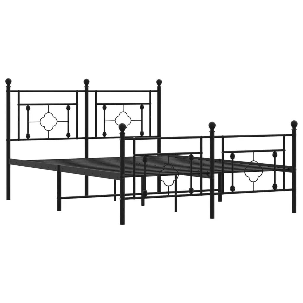 Black Metal Bed Frame 135x190 cm with Storage