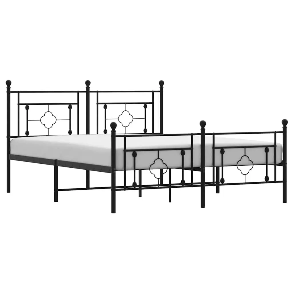 Metal Bed Frame Steel 150x200 cm Black