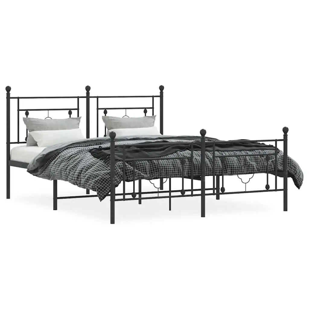 Metal Bed Frame Steel 150x200 cm Black