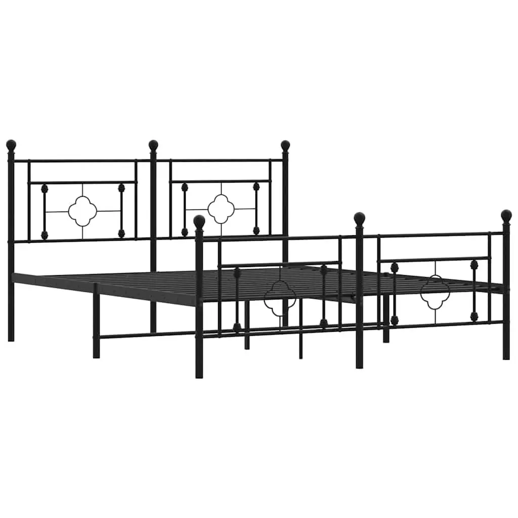 Metal Bed Frame Steel 150x200 cm Black