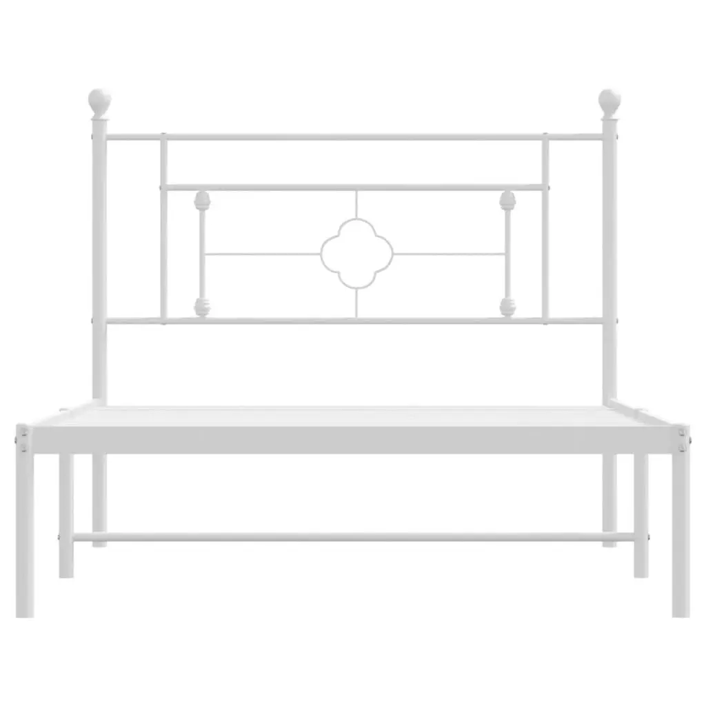 King Single Metal Bed Frame with White Headboard