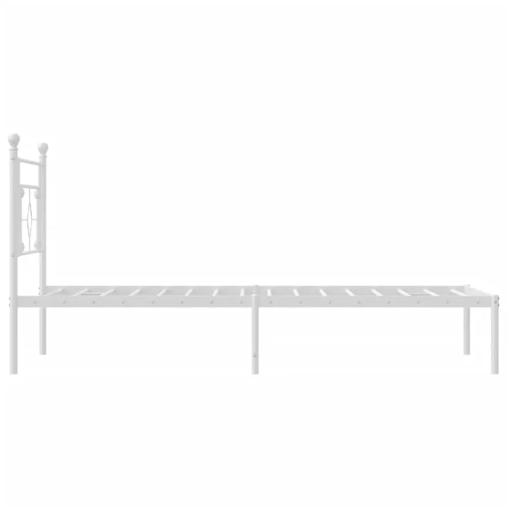 King Single Metal Bed Frame with White Headboard