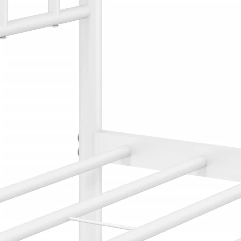 King Single Metal Bed Frame with White Headboard