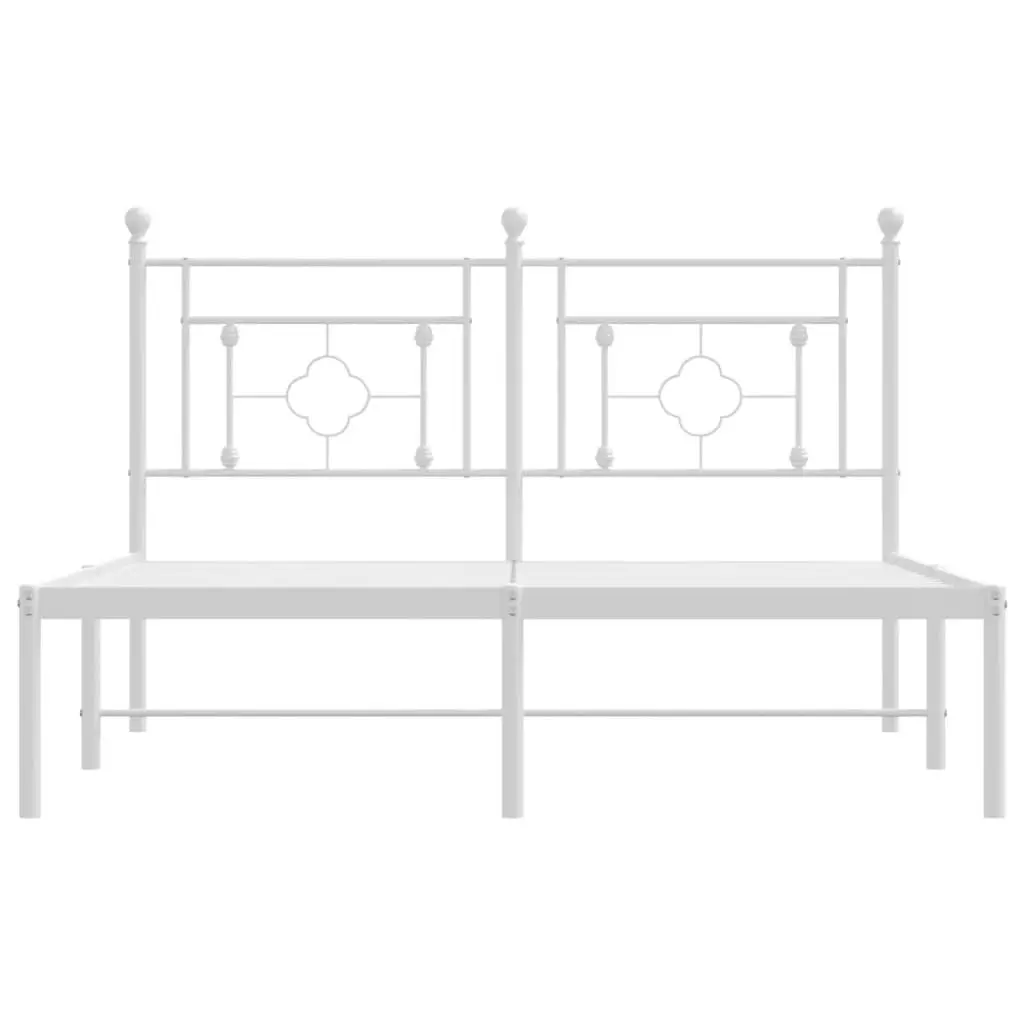 Metal Bed Frame Steel 135x190cm White Slatted Base