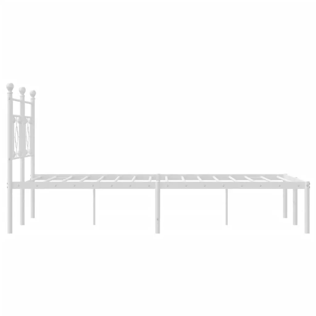 Metal Bed Frame Steel 135x190cm White Slatted Base