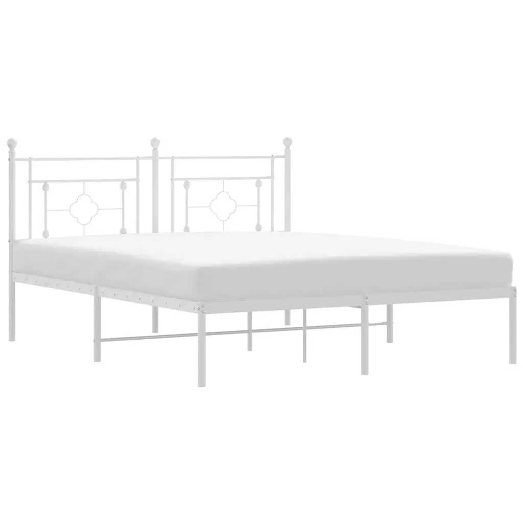 Metal Bed Frame Powder-coated Steel 150x200 cm White